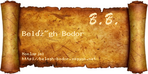 Belágh Bodor névjegykártya